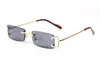 Novos óculos de sol esportivos da moda para homens óculos de chifre de búfalo com lentes transparentes quadradas armação sem aro óculos de sol vintage de metal dourado prateado superdimensionados