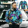 Felpe con cappuccio da uomo Felpe con cappuccio da uomo con cuciture divertenti Felpa con cappuccio da uomo stampata in 3D a maniche lunghe Casual Hip-Hop Pullover Fun Street Felpa da uomo