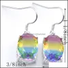 Boucles d'oreilles Collier Bijoux Ensembles Lucky Shine Mode Classique Femmes Ovale Bi Coloré Tourmaline 925 Sterling Sier Zircon Pendentifs Cadeau Drop De