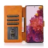 Étuis de téléphone portefeuille pour Samsung Galaxy S22 S21 S20 Note20 Ultra Note10 Plus Ultra-Mince Cuir de Veau Texture Cuir PU Flip Kickstand Cover Case avec Fentes pour Cartes