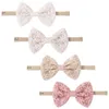 3 pouces bébé broderie dentelle arc bandeau nouveau-né dentelle broder cheveux arc en Nylon bandeaux filles élastiques bandeaux enfant en bas âge