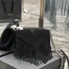 High quality chain Frosted suede envelope bags tassel postman shoulder bag cowhide Messenger flap satchel axillary women's tote bags y Vintag Clutch