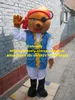 Costume della bambola della mascotte Costume della mascotte dell'orso pirata marrone Mascotte con un cieco per gli occhi Formato adulto Personaggio dei cartoni animati Vestito operato n. 104 Nave libera