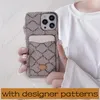 Luksusowe designerskie obudowy telefonu komórkowego z kieszenią na karty na iPhone 15PROMAX 15PRO 15 14 14PROMAX 13PRO 13 12PRO 12 11PROMAX Case Skórzowe litery dla Samsung S23 S22Ultra