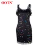 Ootn Black Sexy Sexy Sexy Short Plares Spring Sequin Polka Dot High Press Ruffles raffles rap Женщины платье 220521