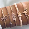 5pcs/Set Bohemian Bransoletka Zestaw dla kobiet Bowknot Star Bird Lotus ananasowe serce naturalne koraliki łańcuchy Bangle Buho Biżuter