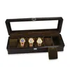 Uhrenboxen Hüllen 1/2/3/5/6 Gitter Box Holz Ledertasche Halter Organizer Aufbewahrung für Quarzuhren Schmuck DisplayWatch Hele22