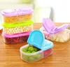 Servis uppsättningar multicolor multifunktion dubbelfack med lock livsmedel förseglade burk kök kylskåp plast förvaring boxdinnerwar