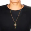 Roestvrij staal drie blad ketting ketting hanger Inri Saint Benedict Saint Jesus Cross ketting