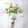 Couronnes de fleurs décoratives 64 cm fleur artificielle Rose Bouquet pour mariage décoration de la maison fausse soie fête chinoise décor cadeau FlowerDecora