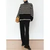 Sweaters Striped Turtleneck Sweater Women's 2022 Spring and Autumn Loose Design Niche Knitted Pullover Coatwomen's Begu22