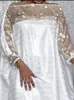 Casual Dresses Women Loose Long Dress Kaftan Patchwork White Sequined See Through Celebrate Event Occasion African Female Robes Gowns Overi