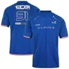 De Nieuwe Website 2024 F1 Driver T-shirt Alpine Team Esteban Ocon T-shirts Heren Vrije tijd Ademend met Korte Mouwen