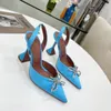 Amina Muaddi Rosie Crystal-embelished Bow-Detailed Stain 펌프 신발 스풀 발 뒤꿈치 샌들을위한 Slingback 럭셔리 디자이너 드레스 신발 저녁 공장 신발