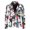 남자 패션복 파티 코트 캐주얼 슬림 핏 블레이저 버튼 양복 3D 플로럴 프린트 페인팅 블레이저스 재킷 남자 220801