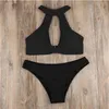 Bikini 2019 New Swimsuit Women's Swimming Suit Sexy Swimwear Women Push Up Separate Bathing Set Black Bikinis Open Back Halter Y220420