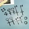 Stud 21 Pairs Of Pendant Earrings Set Stainless Steel Punk Style Round Cross For Men And Women Black Gold Tricolor Moni22