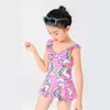 Kinderen meisjes zomer zwemkleding cartoon eenhoorn geprinte eendelig zwempak babymeisje mouwloze jurk mode badpak schattige outfits toevoegen leuk ins