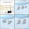 Stud Earrings Jewelry Princess Cut 2Ct Diamond Test Passed Rhodium Plated 925 SierColor Couple Gift 220211 Drop Delivery 2021 J3Dq87796846