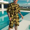 Herrspårar Hawaiian herrtryck set kort ärm sommar avslappnad blommig skjorta strand två bit kostym 2022 mode män set s-5x