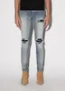 Designer Heren Jeans Split Denim Broek Heren Slim Fit Jeans Casual Hip Hop Knop Broek Mannen Elastische Broek vrouwen Gat sli236m