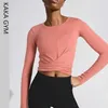 Women Long Sleeve crop top Sport T shirt Exercise Fitness Tops Workout Yoga shirt Gym Shirts Quick Dry Running Soild Sportwear T200401