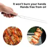 5st Portable Russian Style Sharp Roasting Forks With Bag Camping Dog Spetts rostfritt stål BBQ Barbecue Tool 220510