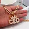 Kedjor Hip Hop King Queen Letter Pendant Halsband för kvinnor Män Iced Out Crystal Miami Cuban Link Chain Necklace Jewelrychains