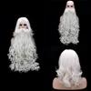 DIY Christmas Santa Cosplay Santa Claus Wig and Beard Synthetic Hair Short Cosplay Wigs White Hairpiece Accessories Santa Beard 80cm