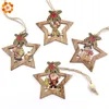 4pcs étoile de noël pendentifs en bois ornements arbre de noël ornement bricolage bois artisanat enfants cadeau pour la maison décorations de fête Y201020