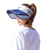 Visors Sports Female Summer Outdoor Sun Hat Stretchable Empty Top Visor Hats UV Large Brim HatVisors