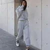2023Women Sport TrackSuits Women Twe Peace Clothing Set Trackuit Solid ColorパーカースウェットシャツLong Pant Jogger Outfitセット女性スウェットスーツ
