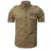 Camicie casual maschili pagliaccetto maschio maschio maschile color militare tasca a tasca corta maglietta sciolta