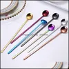 Spoons Flatware Kitchen Dining Bar Home Garden Stainless Steel Spoon Long Handle Tableware Ice Cream Dessert Tea Coffee Stirring Scoop Ki