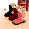 Bottes d'automne et d'hiver pour filles, bottes pour enfants en bas âge, bottes de neige princesse rouges chaudes, chaussures de noël pour bébés LJ201202