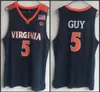 12 De'Andre Hunter Jersey 5 Kyle Guy Jersey Mens Ncaa Virginia Cavaliers, сшитые баскетбольными майками в колледже