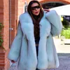 Fourrure féminine FAUX LUNGUREUR NATUREL REAL MATER POUR LES FEMMES VESOINS D'HIVER 80 cm de long Pelt Pelt Outwear's Women'swomen's