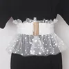 Ceintures femmes noir blanc élégant plissé maille ceinture mode ceinture élastique jupe Peplum taille robe accessoires