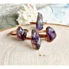 Anéis de casamento citrina ou ametista jóias cruas gem nas birthstonestonstonesed ring ringwedding de cobre de cobre