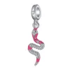 Passend für Pandora Original Armbänder 20pcs Silber Charms Perlen Pink Emaille Schlange Silber Charms Perle für Frauen DIY European Halskette Schmuck Schmuck