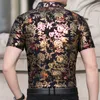 Fashion Summer Short Sleeve Mens Clothing Hawaiian Gold Bronzing Print Shirt for Men Shirts Streetwear Jerseys Dress 1012 220323