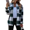 Chemisiers pour femmes chemises 2022 automne printemps femmes veste polaire à carreaux Shacket surdimensionné Baggy petit haut Plaid revers col manteau tunique