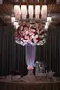 60cm-100 cm boyunda akrilik kristal çiçek vazo rafı şamdan altın şeridi düğün masası merkezinde etkinlik yol kurşun mum standı