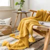 REGINA Modern Brignt y Knit Blanket Warm Cozy Yellow Blue Green Pink Tassel Home Decor Beauty Office Wearable Throw Blanket 220527