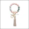 Smycken tillbehör baby barn moderskapsile kärlek pärlor tassel charm armband nyckelringar wrap armband nyckelring hänger f dh5aq