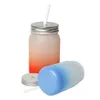 Sublimation Blanks Mason Jar Tumbler 14oz Wide Mouth Blank Glass Tumbler Jars with Lid and Straw