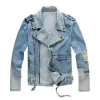 QNPQYX Mens High Street Jackets Fashion Denim Coat Black Blue Casual Hip Hop Designer Jacket For Male Size M-4XL