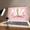 Pink Sweet 1th Pography Backdrop Crown Baby Shower Born Girls Happy Birthday Party Custom Po Bakgrund Decor Banner 220614