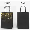 Emballage cadeau PCS Sacs en papier kraft noir avec poignées Gold Star Heart Party Shopping pour anniversaire mariage 15x8x21 cmgift