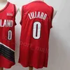 Hommes Carmelo Maillots 00 Basketball Damian Lillard 0 CJ McCollum 3 Rouge Noir Blanc Équipe Couleur Cousu Respirant